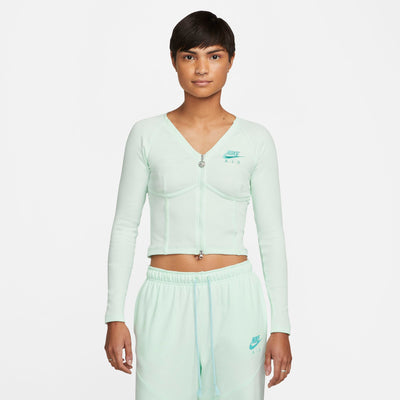 Womens Ribbed Full Zip Long Sleeve T-Shirt