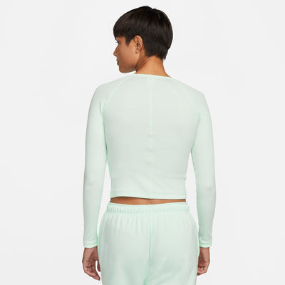 Womens Ribbed Full Zip Long Sleeve T-Shirt