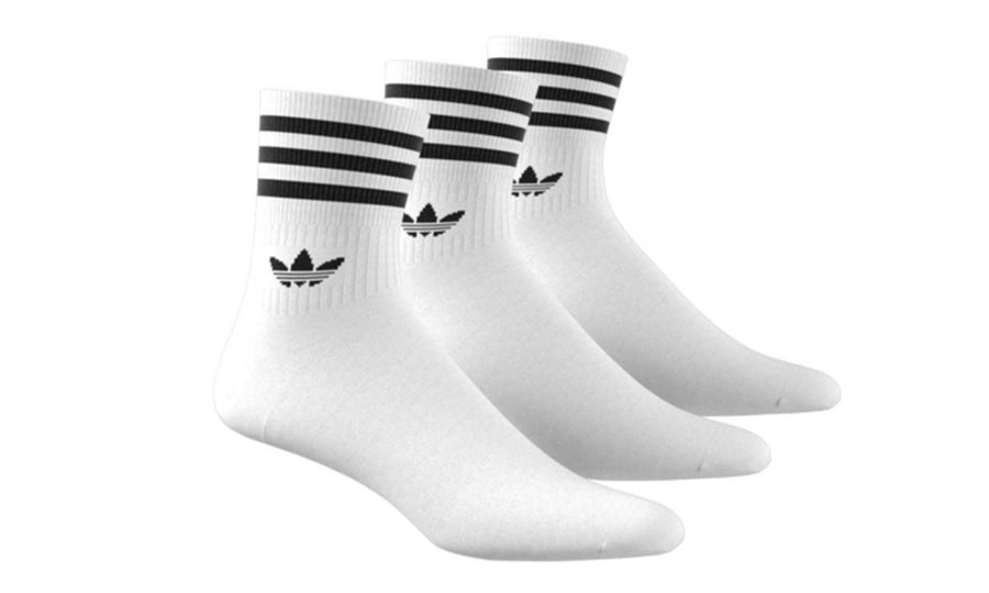 MID-CUT CREW SOCKS 3 PACK WHITE