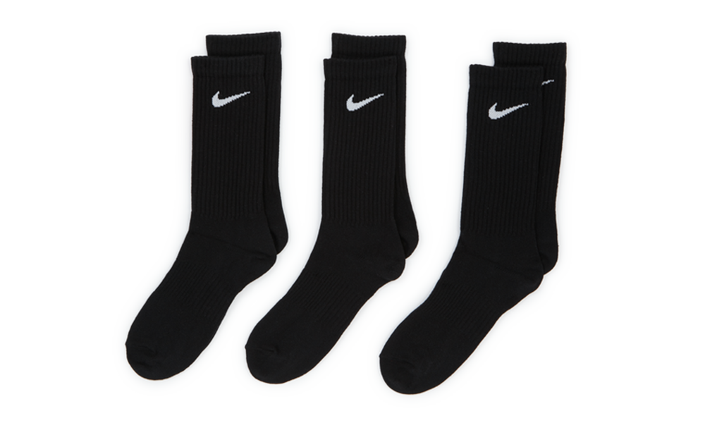 EVERYDAY LIGHTWEIGHT CREW SOCKS - 3 PACK BLACK