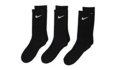 EVERYDAY LIGHTWEIGHT CREW SOCKS - 3 PACK BLACK
