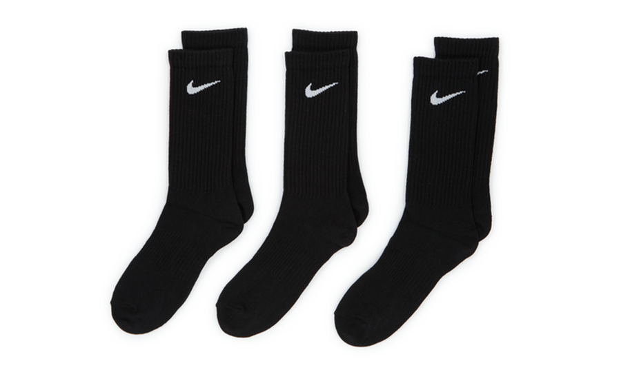 EVERYDAY LIGHTWEIGHT CREW SOCKS - 3 PACK BLACK
